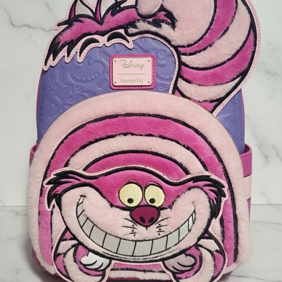 Loungefly Handbags - Loungefly Disney Cheshire Cat Pink and Purple Kids Backpack